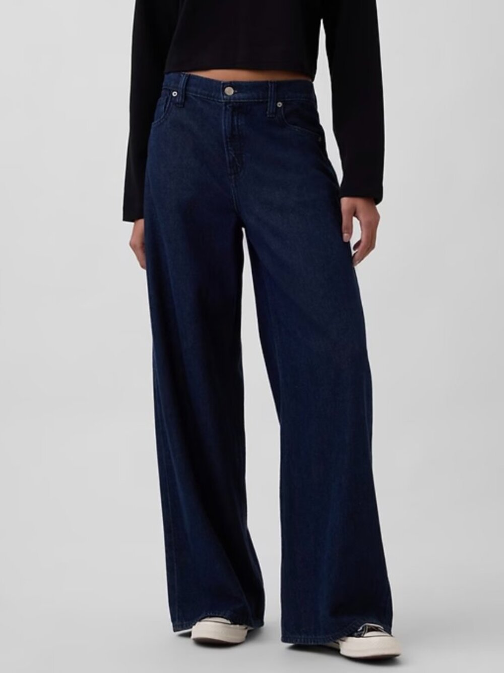 GAP Mid Rise UltraSoft Baggy Jeans in Rinsed Indigo
